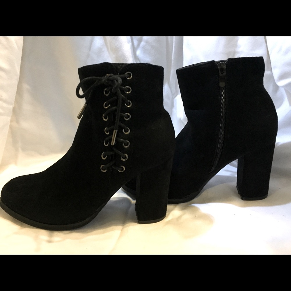 Black suede booties